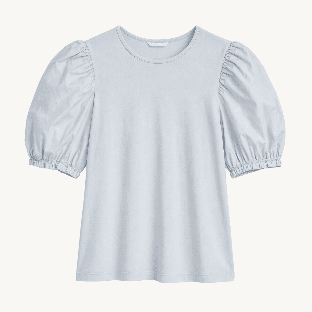 H&M 퍼프 소매 반팔 티셔츠 스카이블루