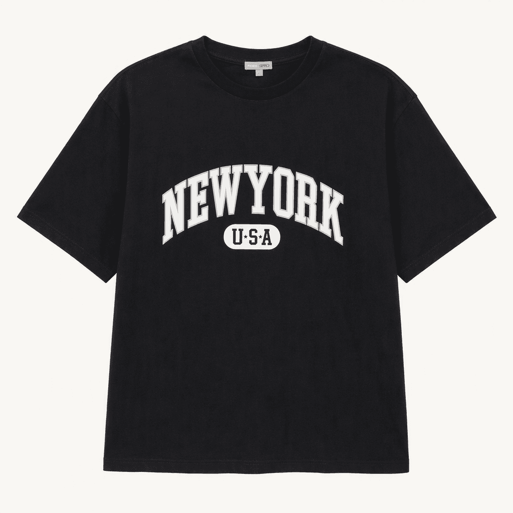 스파오 뉴욕 USA 레터링 반팔 티셔츠 블랙
