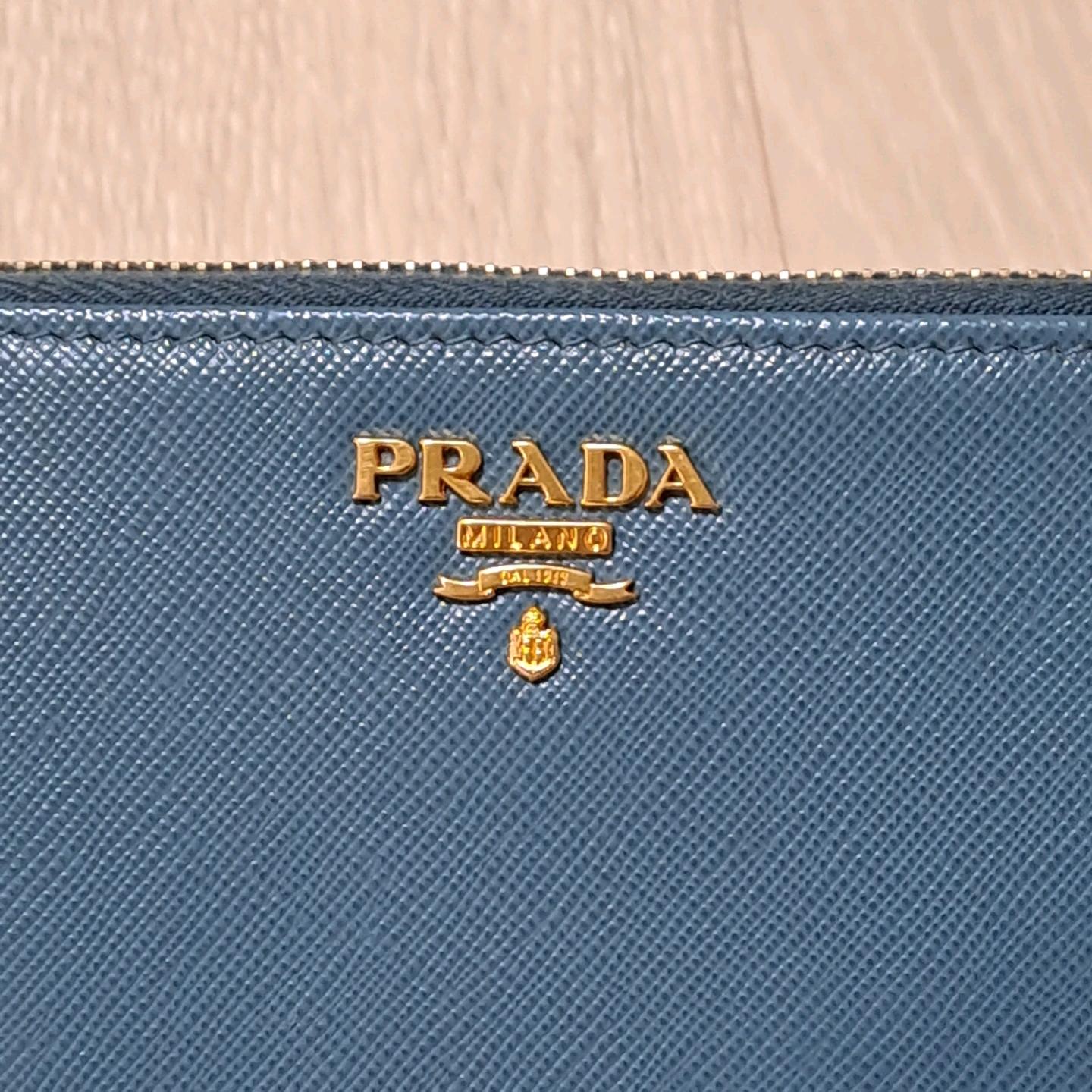 [100%/정품] 프라다 사피아노 금장 L자 지퍼 장지갑 스카이블루, 프라다지갑 3