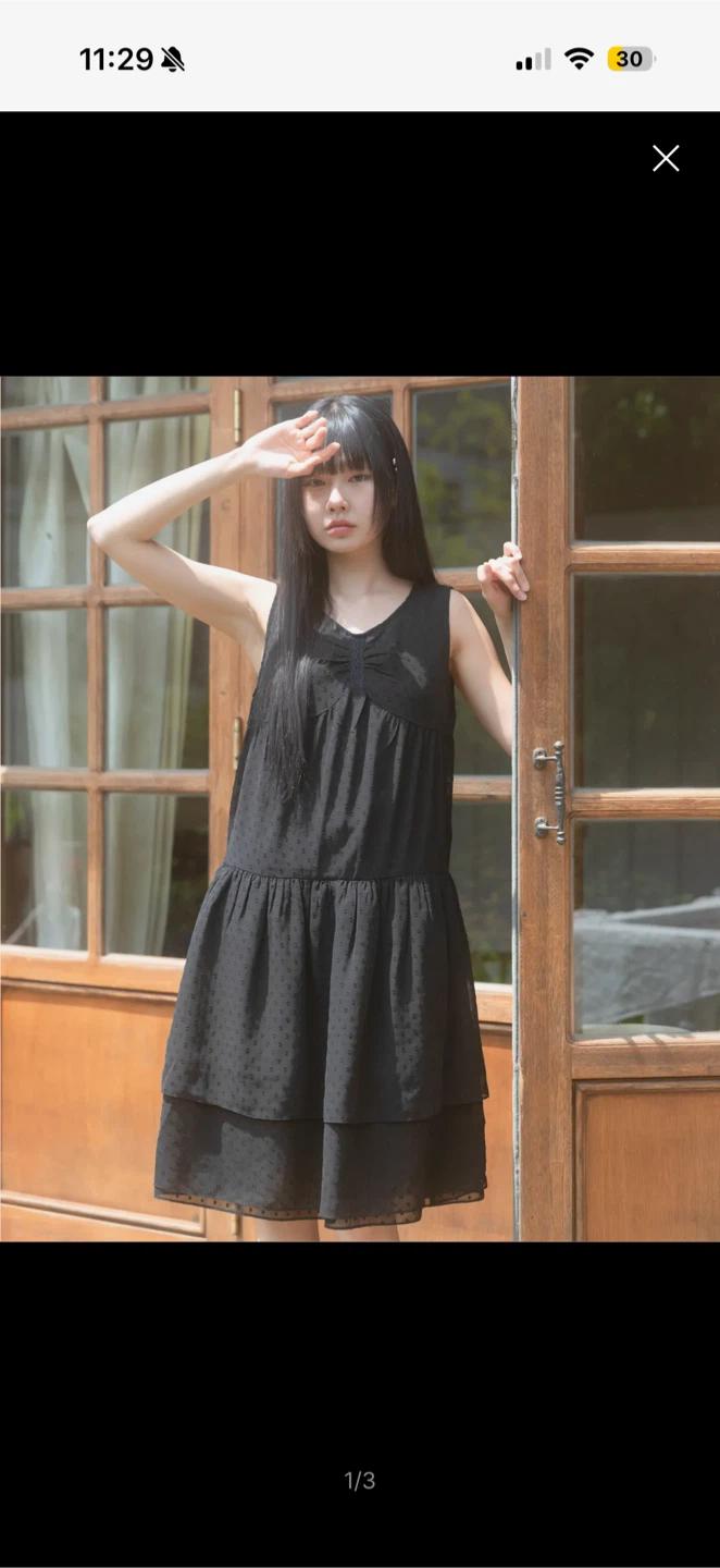나이엔 레이스 패치 도트 나시 원피스 화이트 5