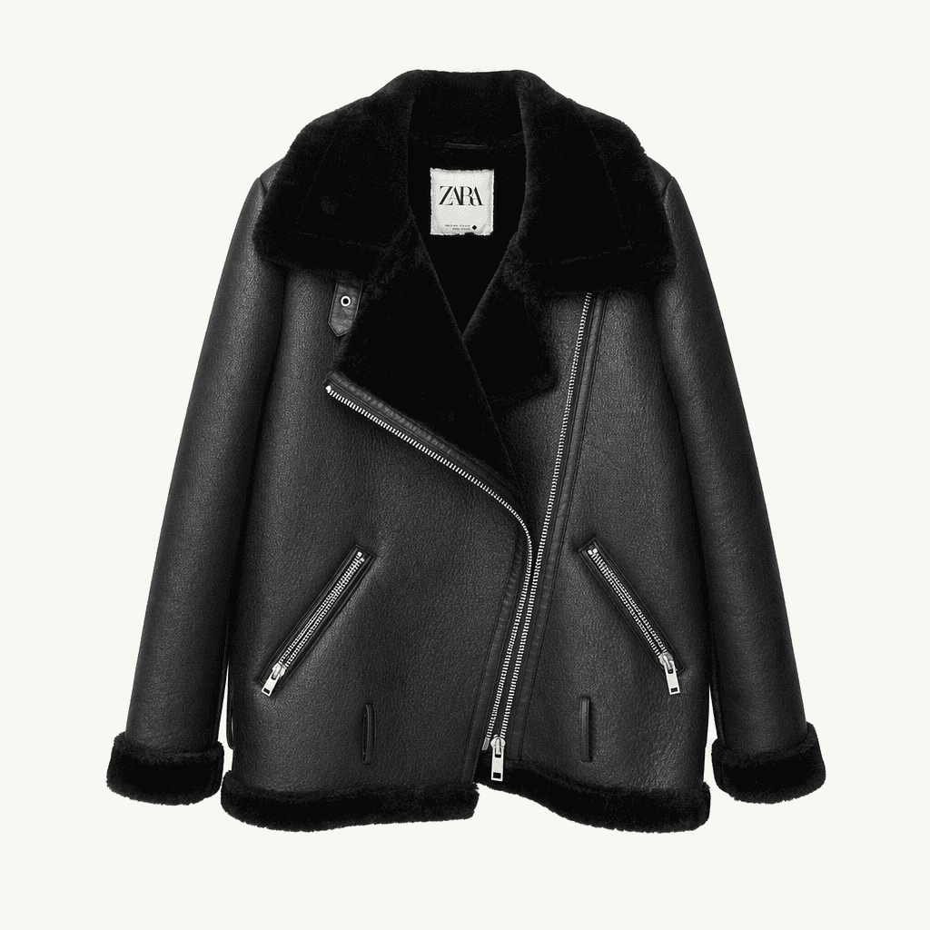 ZARA 자라 퍼 안감 무스탕 자켓 블랙