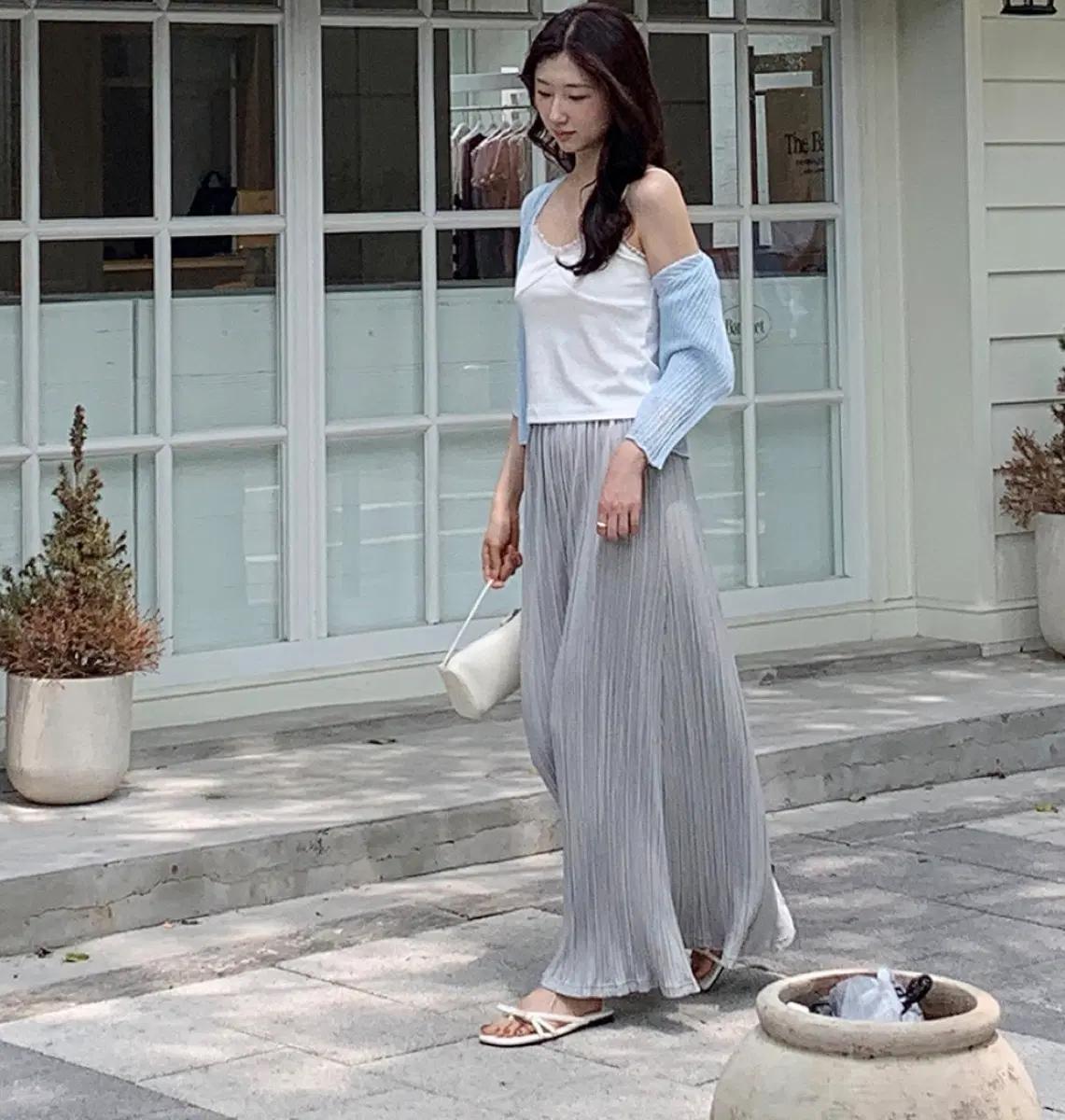 (새상품) 플리츠 롱 스커트 소라그레이 4