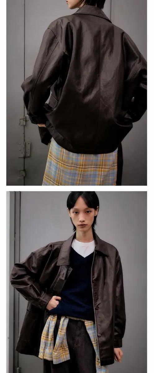 브라운 레더 하프 자켓 3