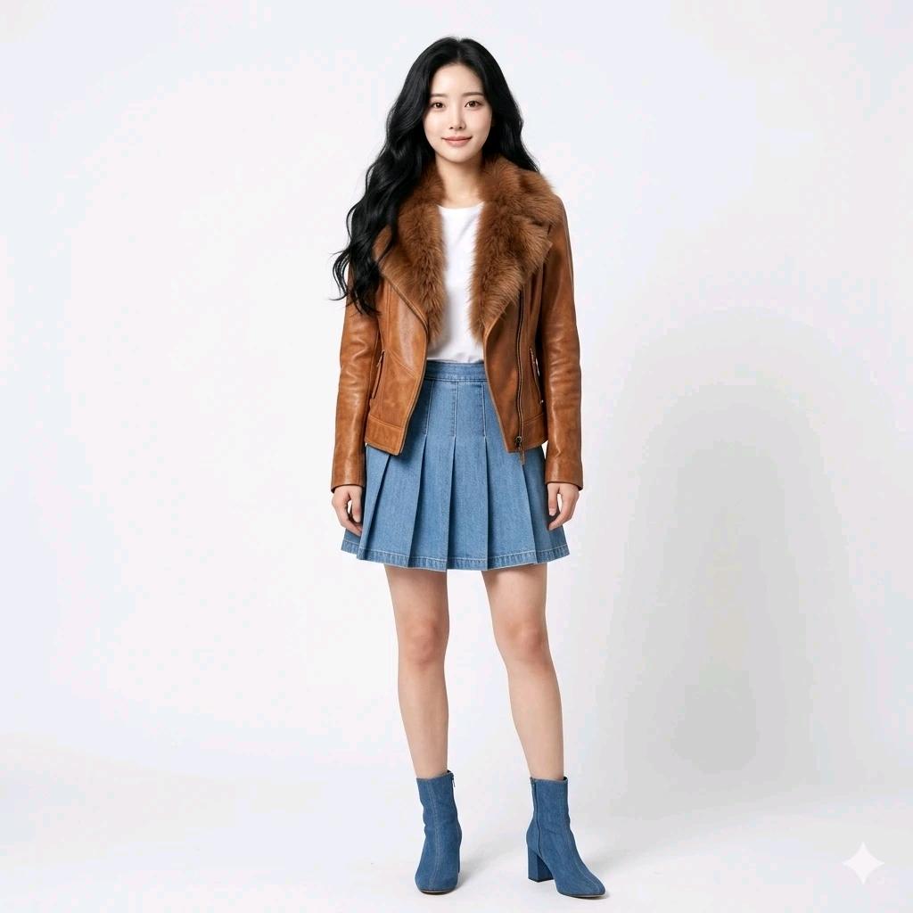 가죽 재킷+퍼 베스트 세트 2
