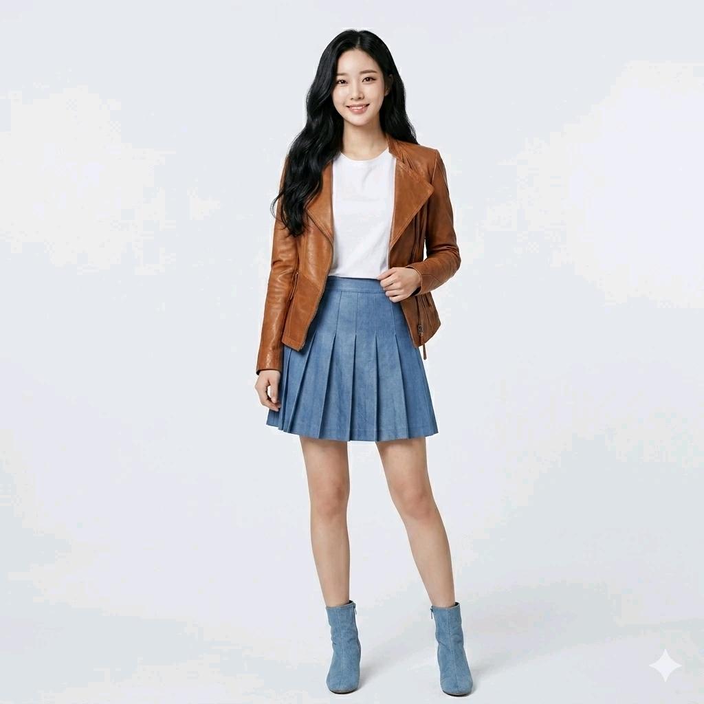 가죽 재킷+퍼 베스트 세트 3