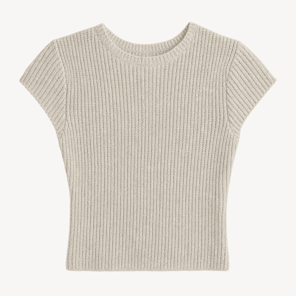 H&M 골지 캡소매 니트 티셔츠 아이보리 1
