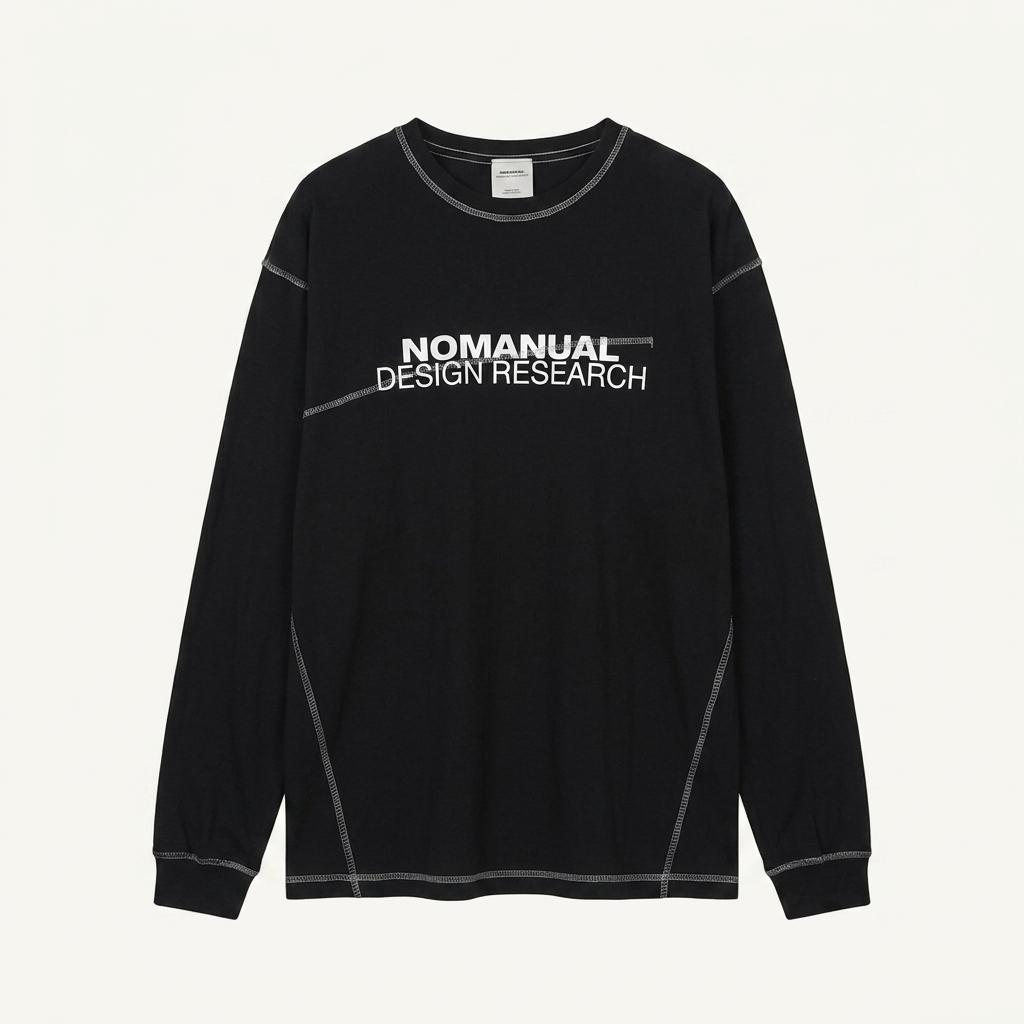 노매뉴얼 NOMANUAL 검정 긴팔티셔츠 L [A857] 1