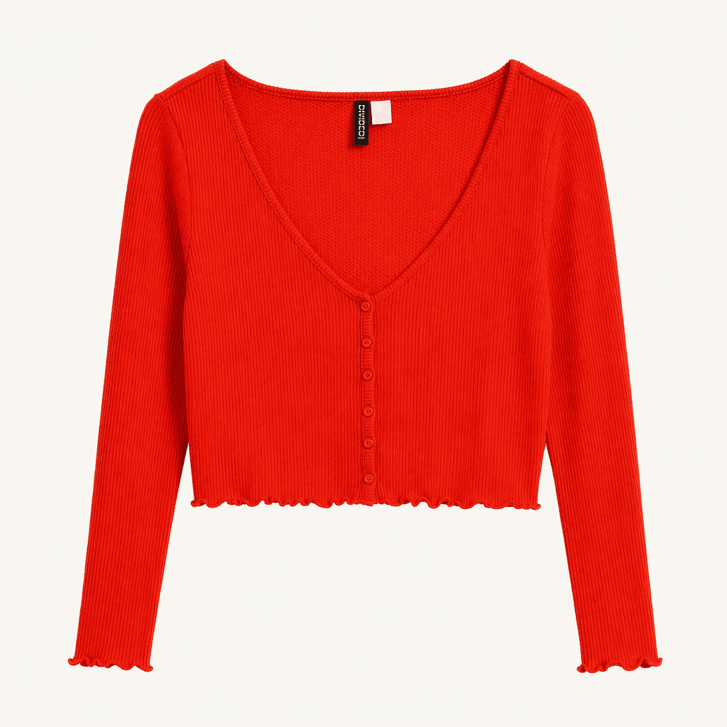 H&M 레드 골지 크롭 가디건