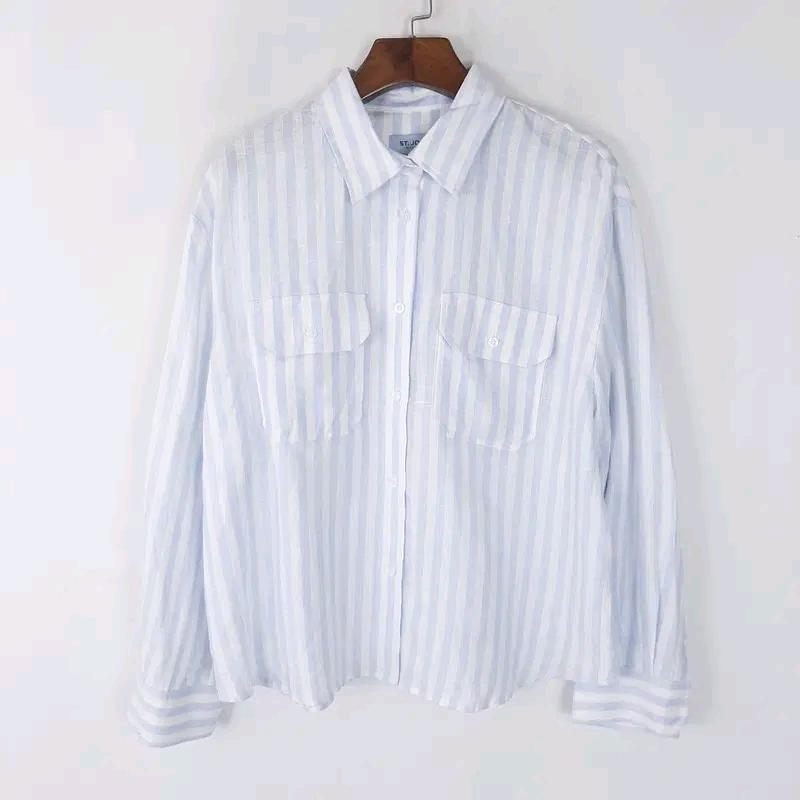 센존 블루라벨 여성 스트라이프 린넨100% 셔츠 XL 2