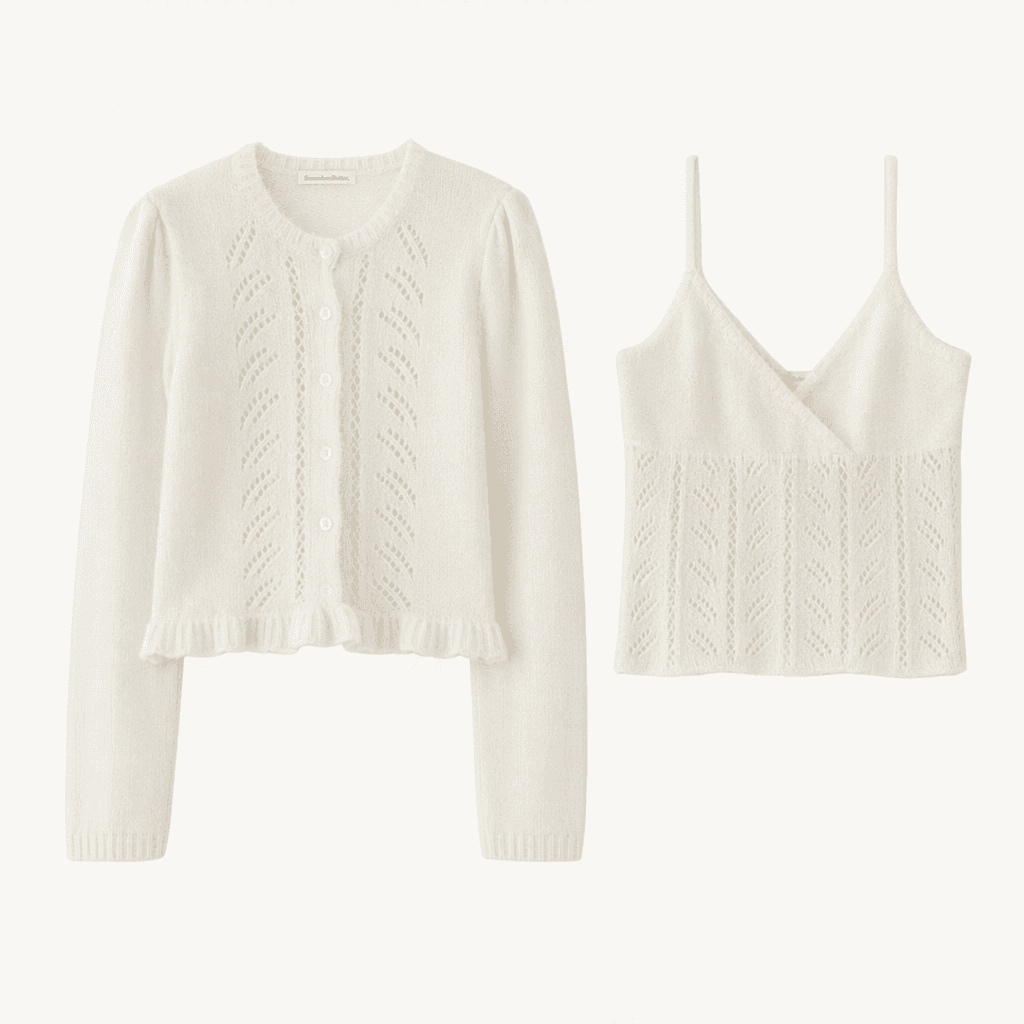 썸웨어버터 Blush Frill Cardigan Set 1
