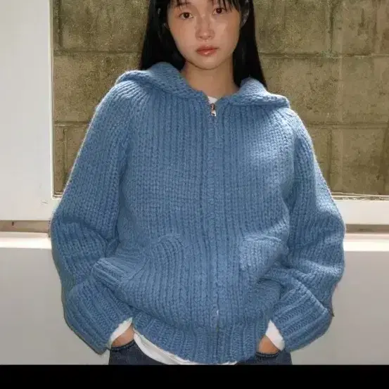 론론 핸드메이드 뜨개 니트 집업 SHAWL HANDMADE KNIT ZIP UP 2