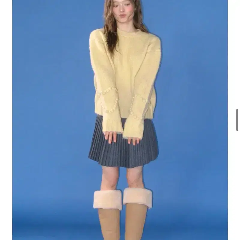 론론 HEART SLEEVE KNIT 하트 니트 옐로우 2