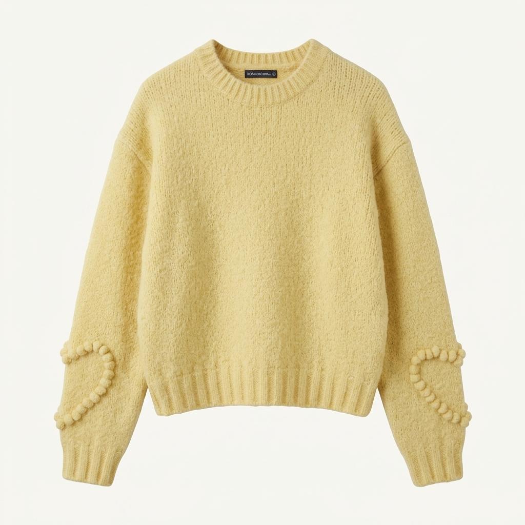 론론 HEART SLEEVE KNIT 하트 니트 옐로우 1