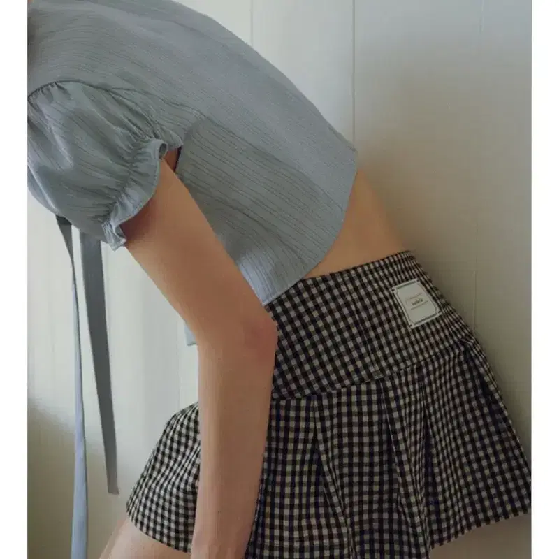 (새상품)오버듀플레어 체크 플리츠 미니스커트 블랙S 4