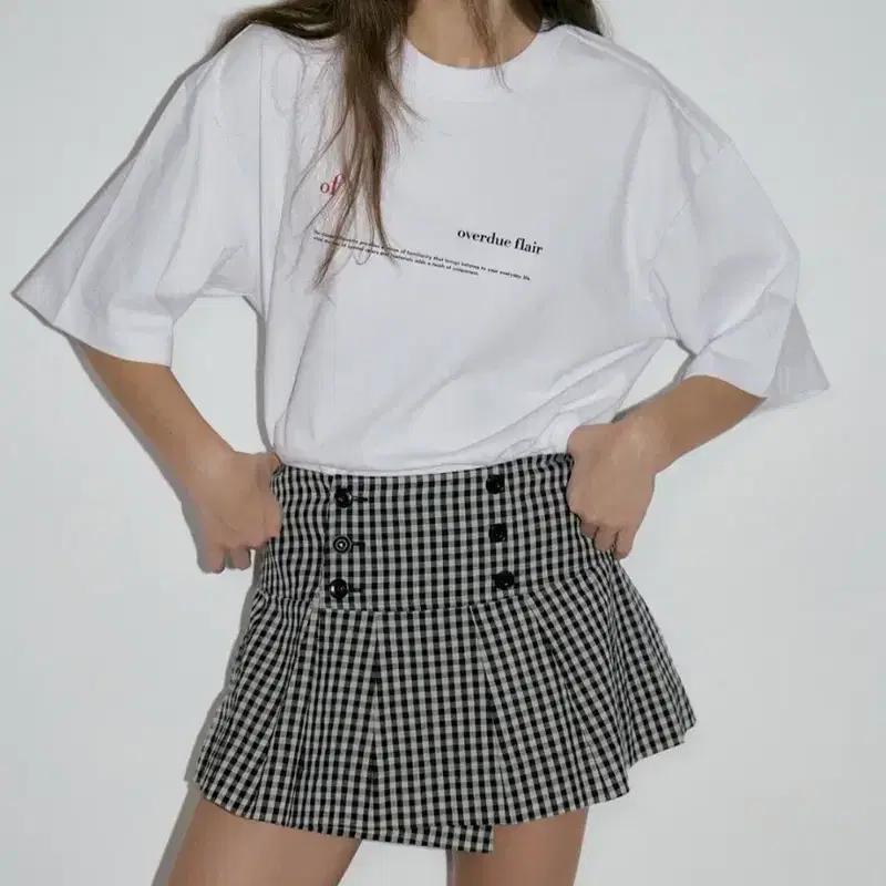 (새상품)오버듀플레어 체크 플리츠 미니스커트 블랙S 5