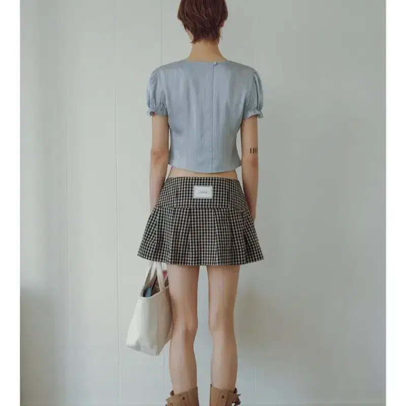 (새상품)오버듀플레어 체크 플리츠 미니스커트 블랙S 3