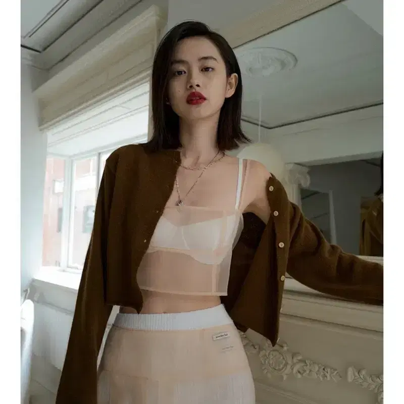 오버듀플레어 오간자스커트 피치크림 s 2