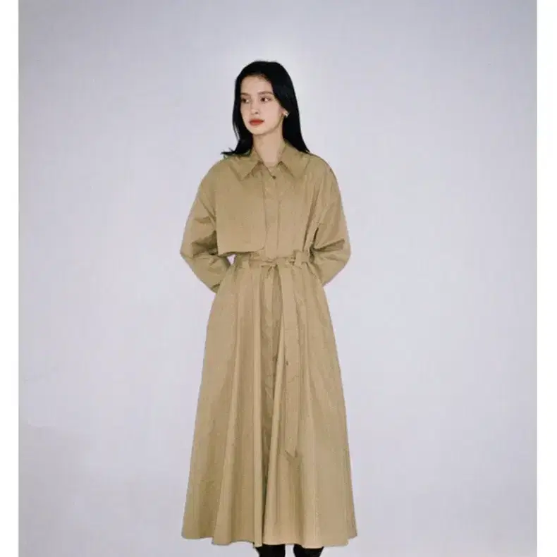 아무르무아르 트렌치 원피스 베이지 2