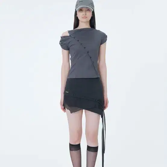 미세키서울 Diagonal sheer string mini skirt 3