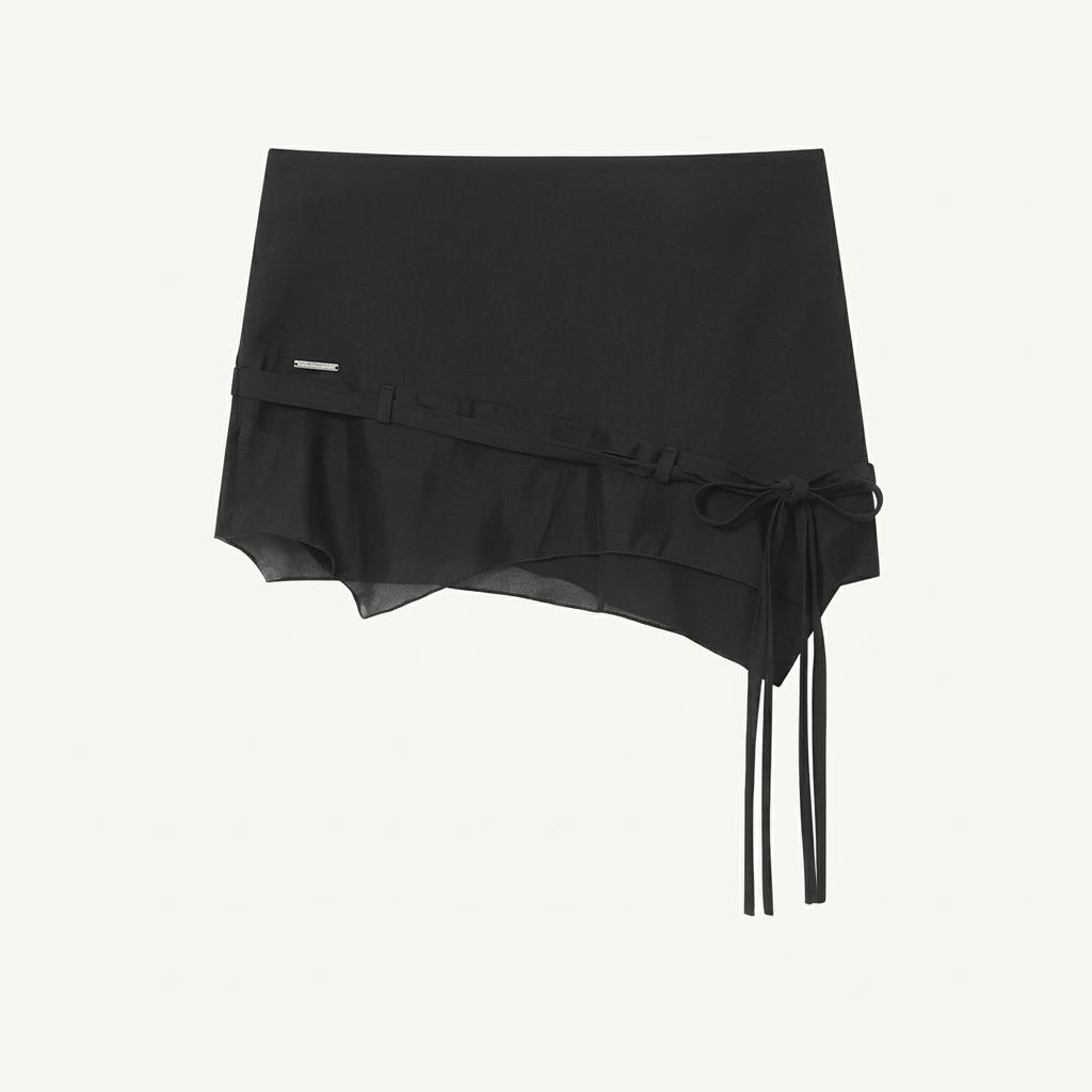 미세키서울 Diagonal sheer string mini skirt 1