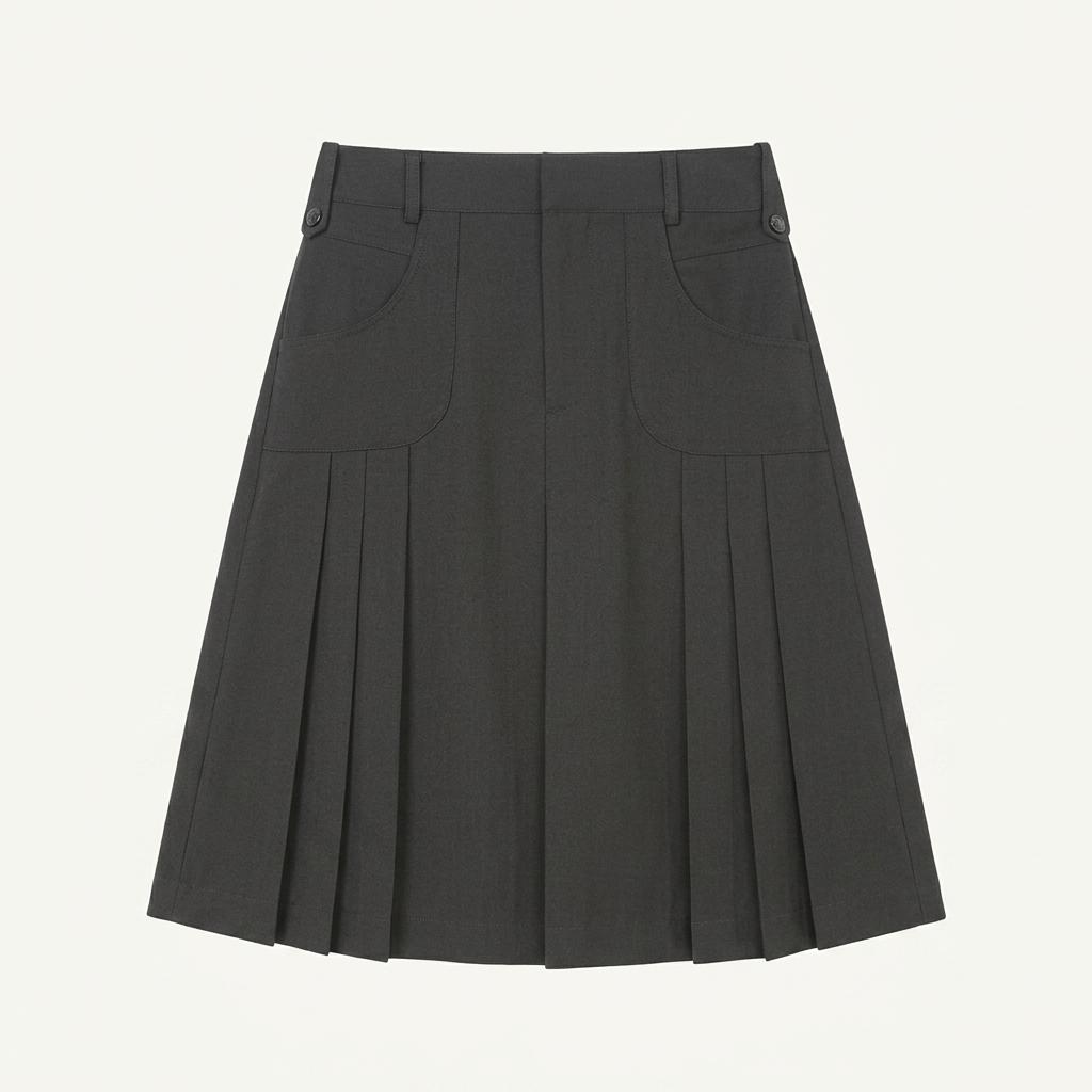 미세키서울 Pleats line pocket midi skirt CHARCOAL 1