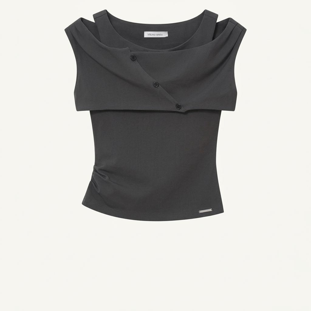 미세키서울 Micro cardigan layered top CHA 1