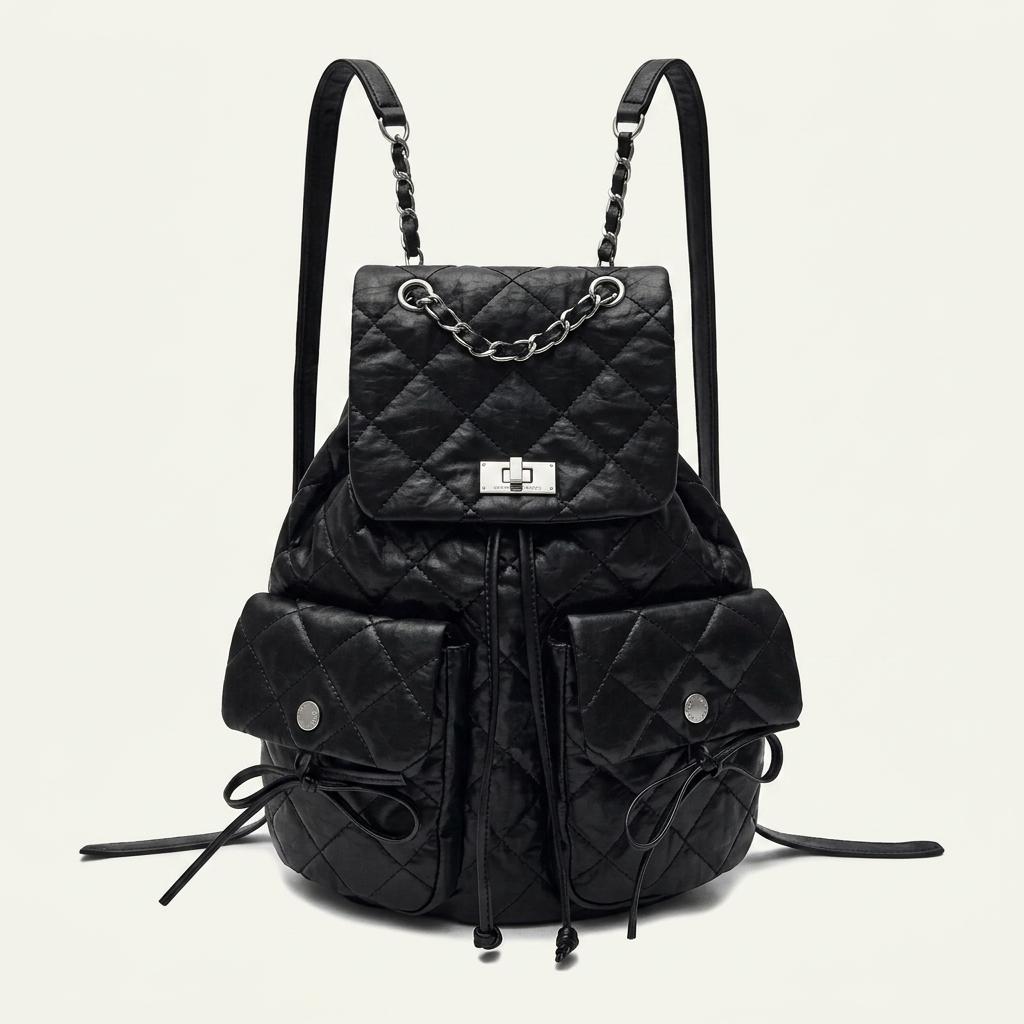 새상품) 마뗑킴 double pocket quilting backpack BLACK 1