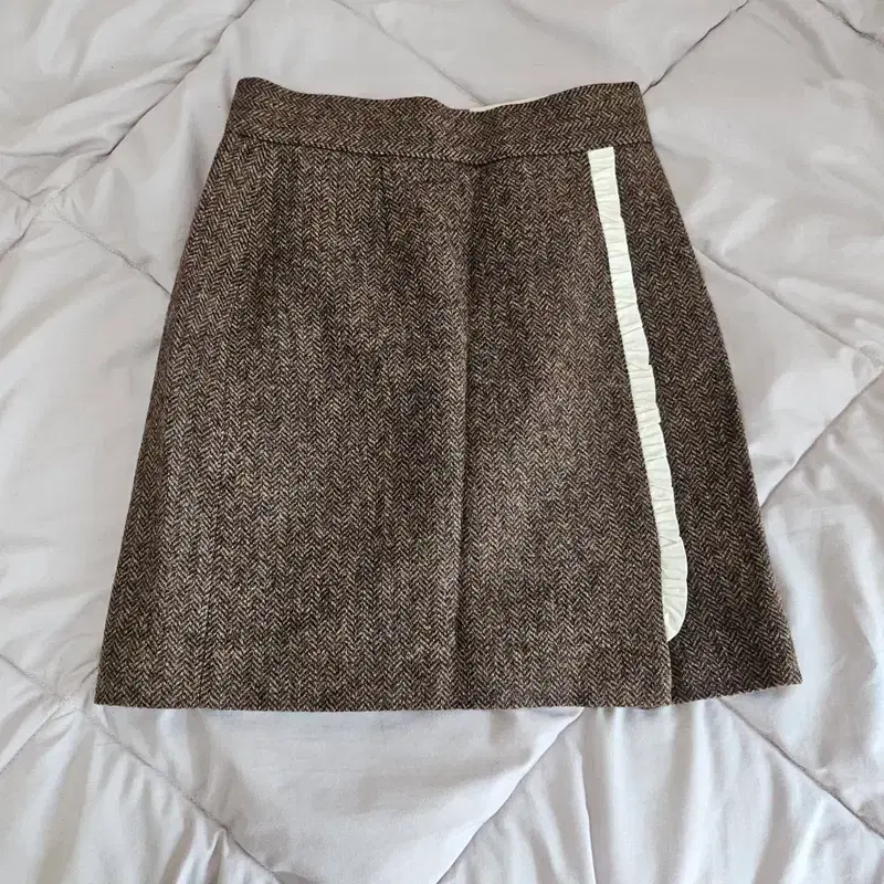 플로움 Becoming Lady Mini Skirt 헤링본 브라운 울 스커트 M 5