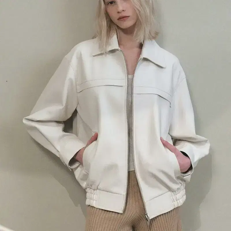 시티브리즈 에코 레더 자켓 아이보리 새상품 2