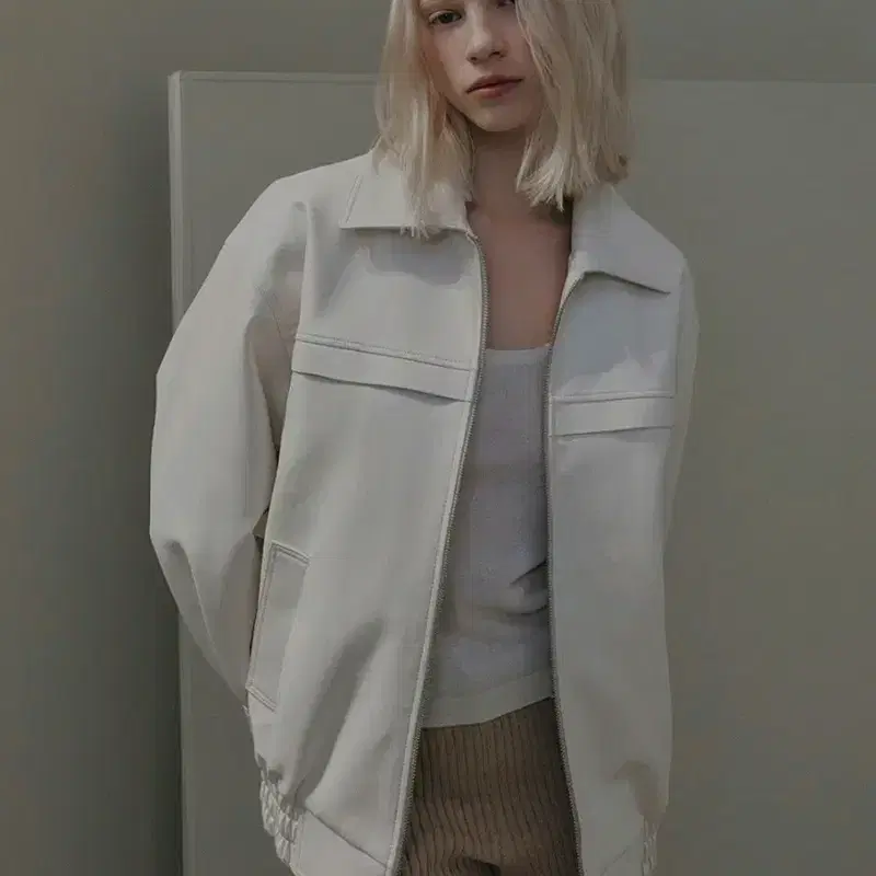 시티브리즈 에코 레더 자켓 아이보리 새상품 7