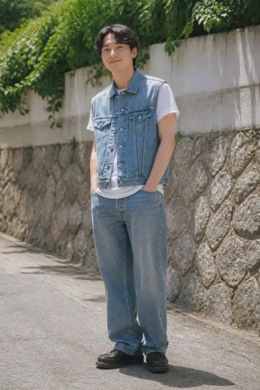 LEVIS 워싱 데님 트러커 베스트 M 8