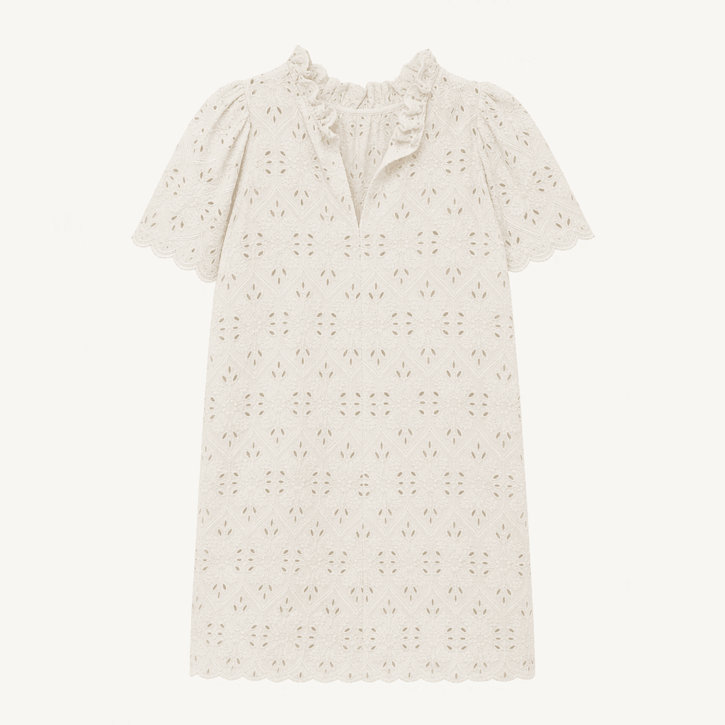 세잔(SEZANE) 펀칭 자수 레이스 미니 원피스 아이보리