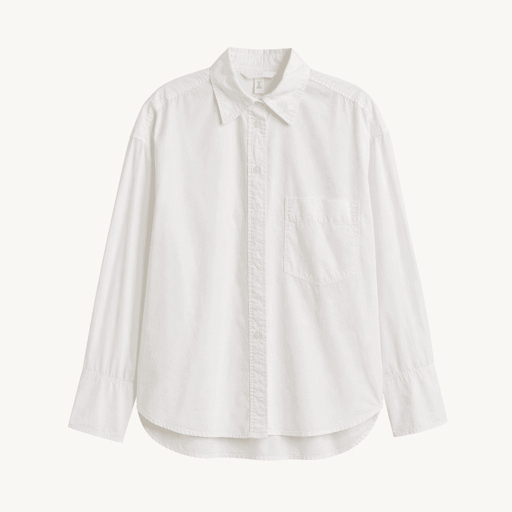 H&M 화이트 포켓 코튼 셔츠