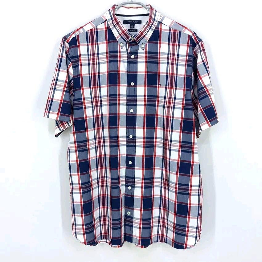 타미힐피거 남성 여름 체크 반팔셔츠 블루XL (HU46525) 2
