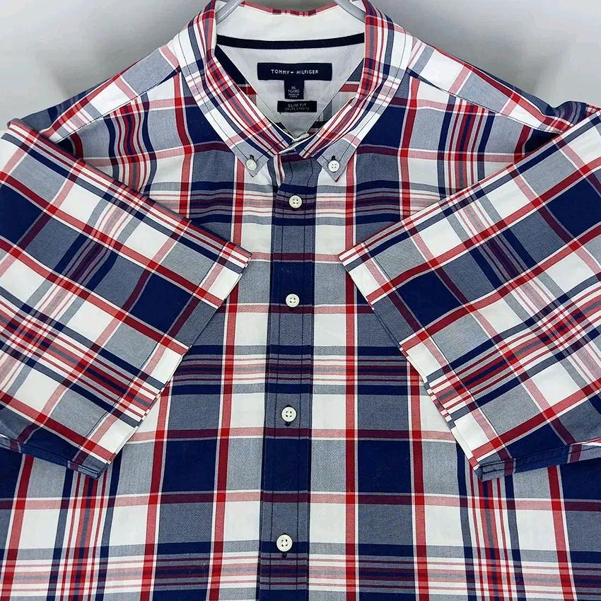 타미힐피거 남성 여름 체크 반팔셔츠 블루XL (HU46525) 4