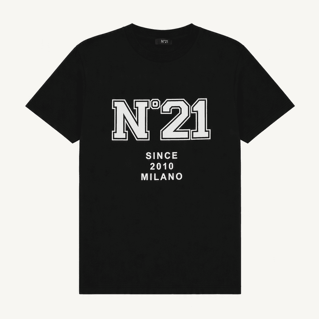 N21 누메로벤투노 레터링 반팔 티셔츠 블랙 착용컷