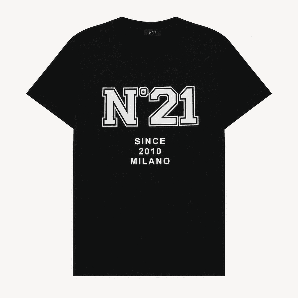 N21 누메로벤투노 레터링 반팔 티셔츠 블랙 착용컷