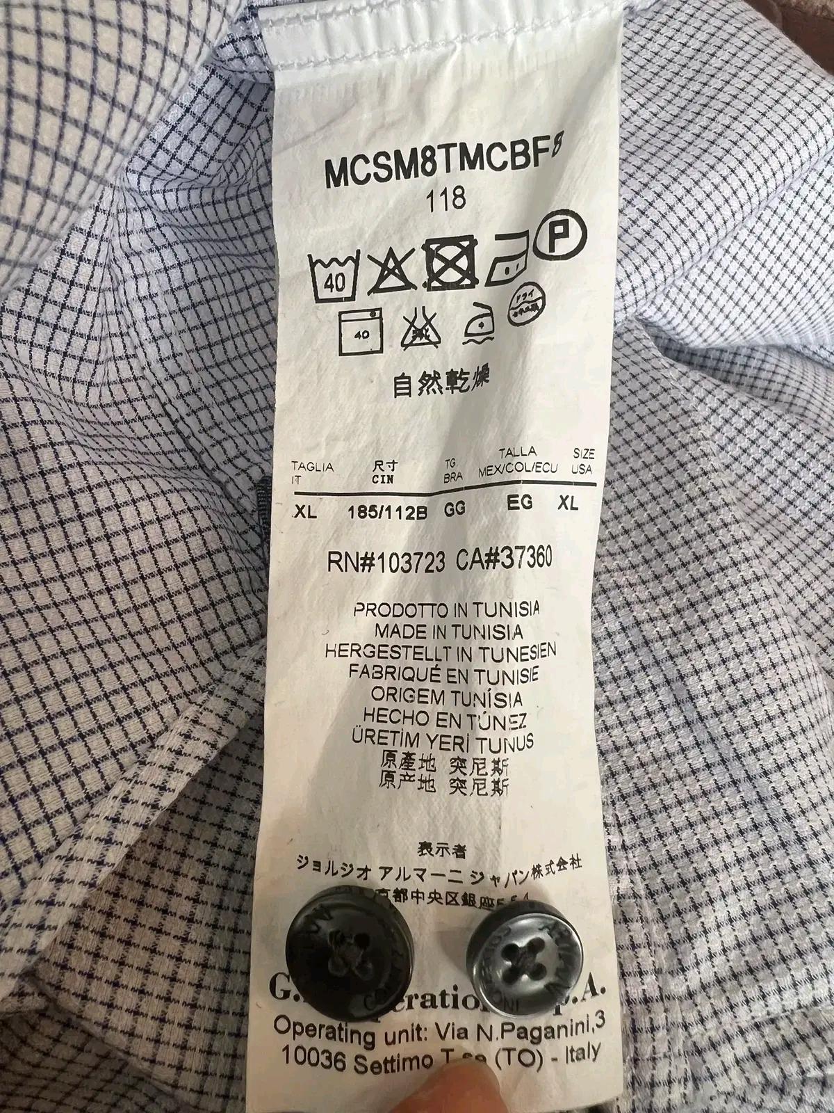 아르마니 꼴레지오니 남성 네이비블루체크 코튼긴팔셔츠 XL 8