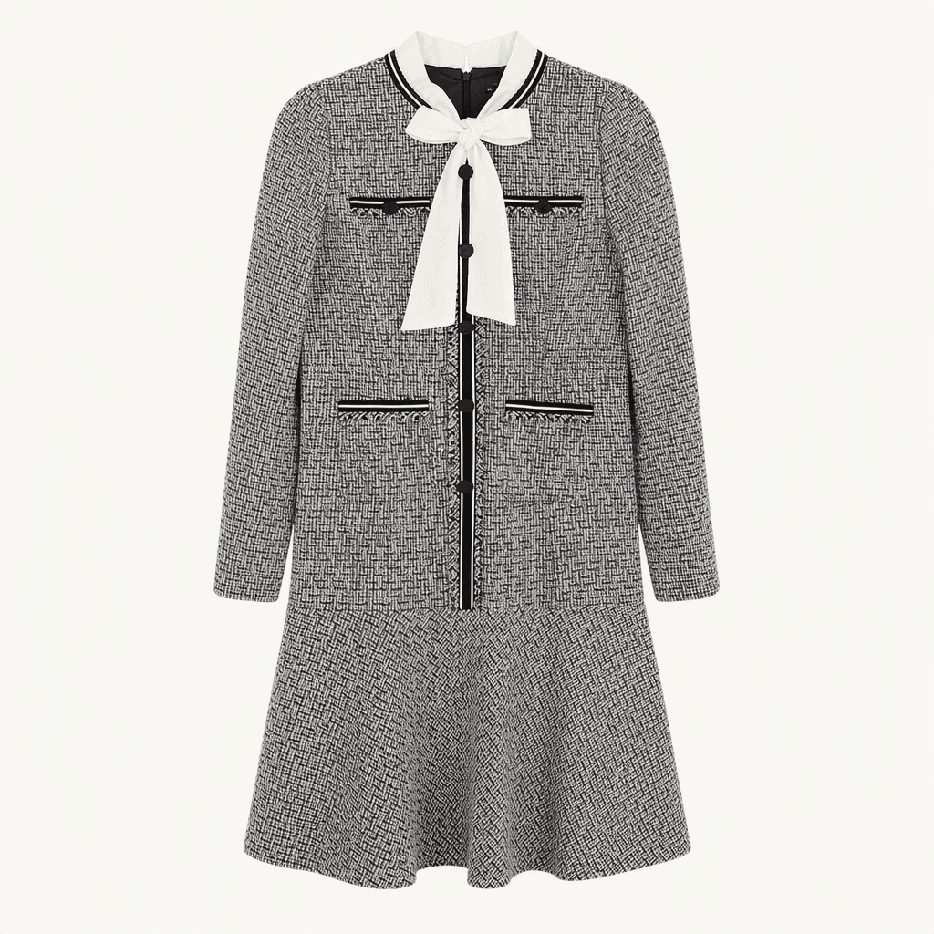 케네스레이디 리본 트위드 미디 원피스