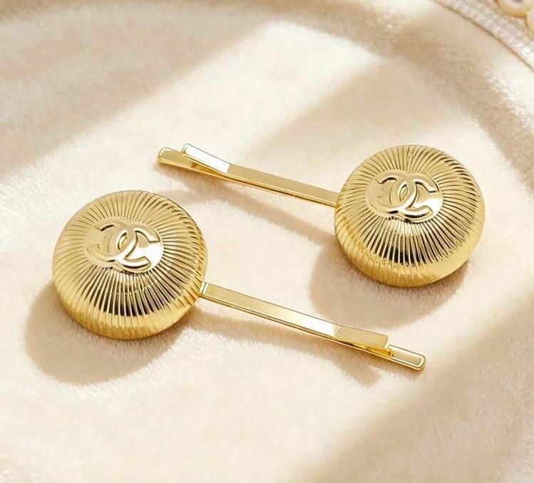 샤넬 골드 CC 로고 헤어핀 세트 7