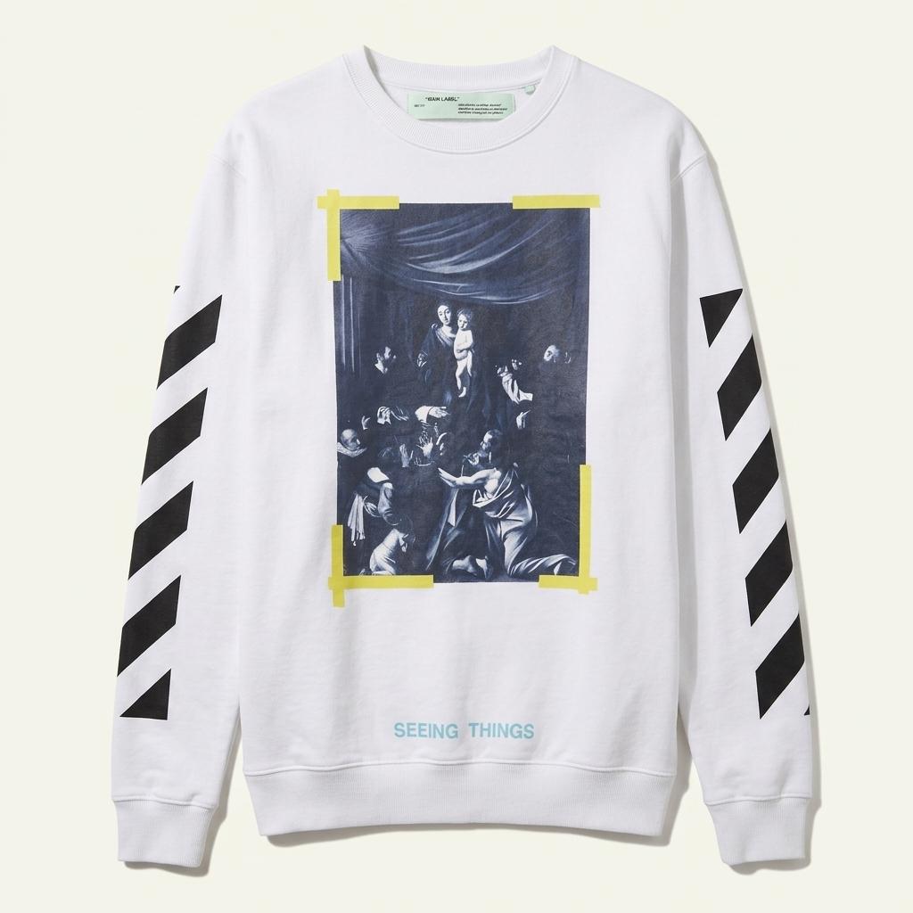 OFF WHITE 오프 화이트 코튼 100% 맨투맨 새 제품 남 (XL) (E11633)