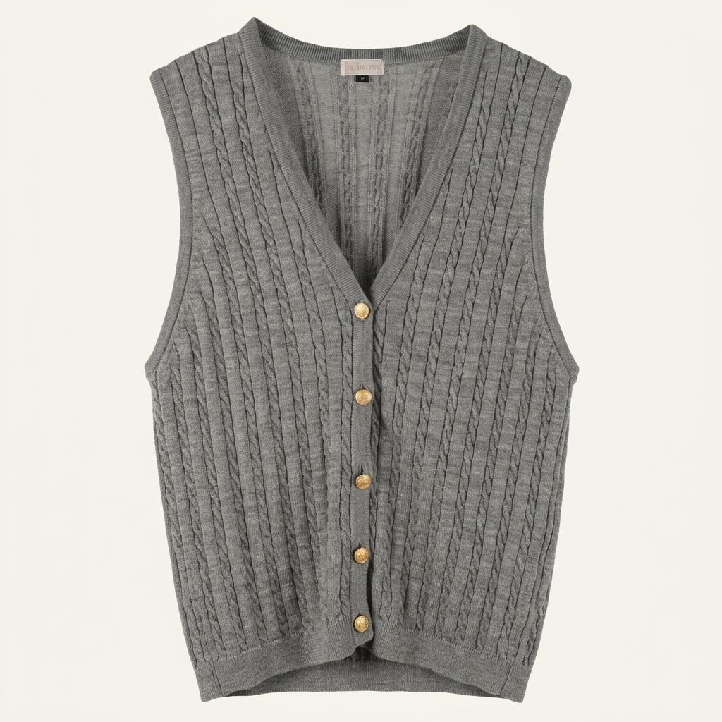 BURBERRY 버버리 울 100% 니트 베스트 여 (F) (C02388)