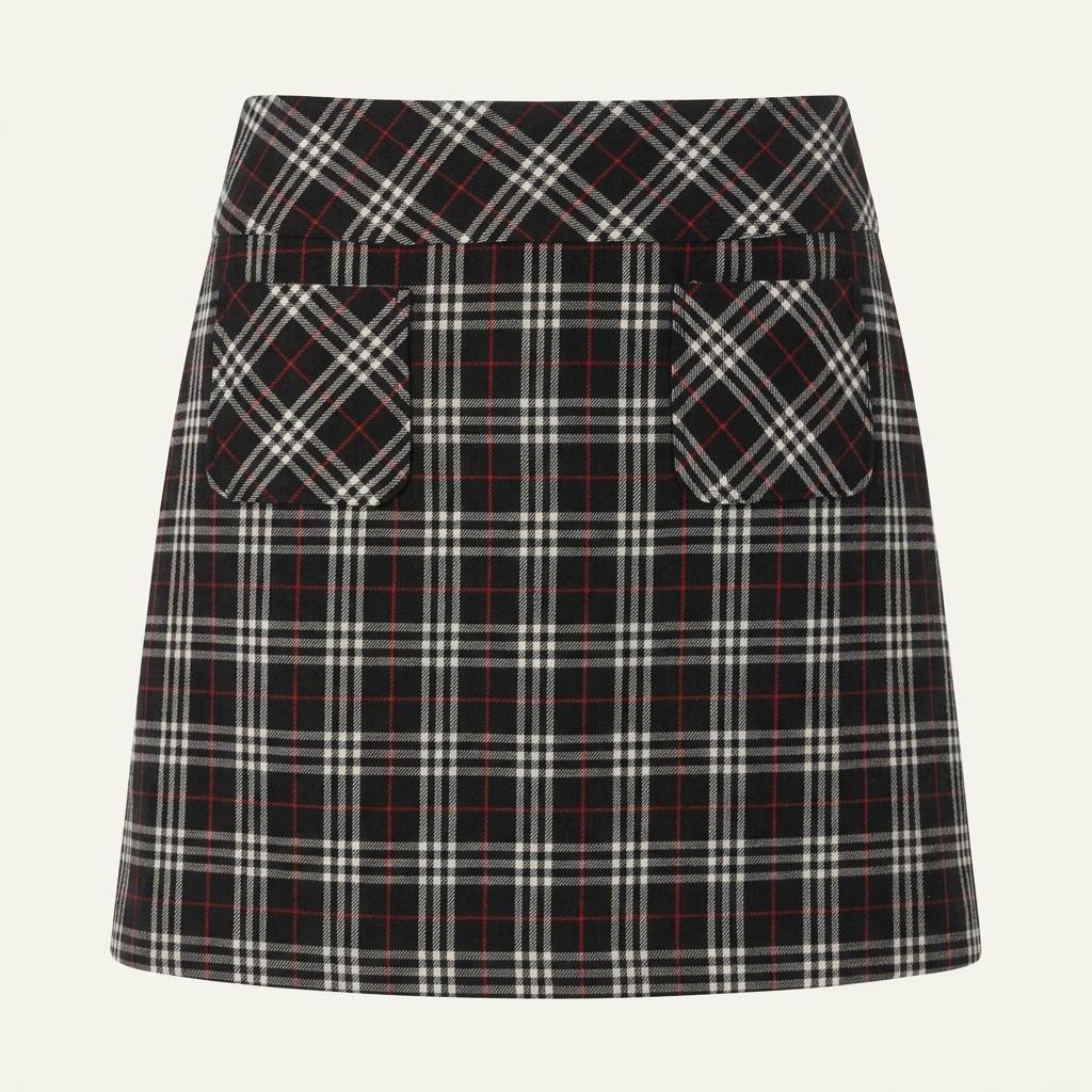 BURBERRY 버버리 울 나일론 미디 스커트 여성 (27) (620778)