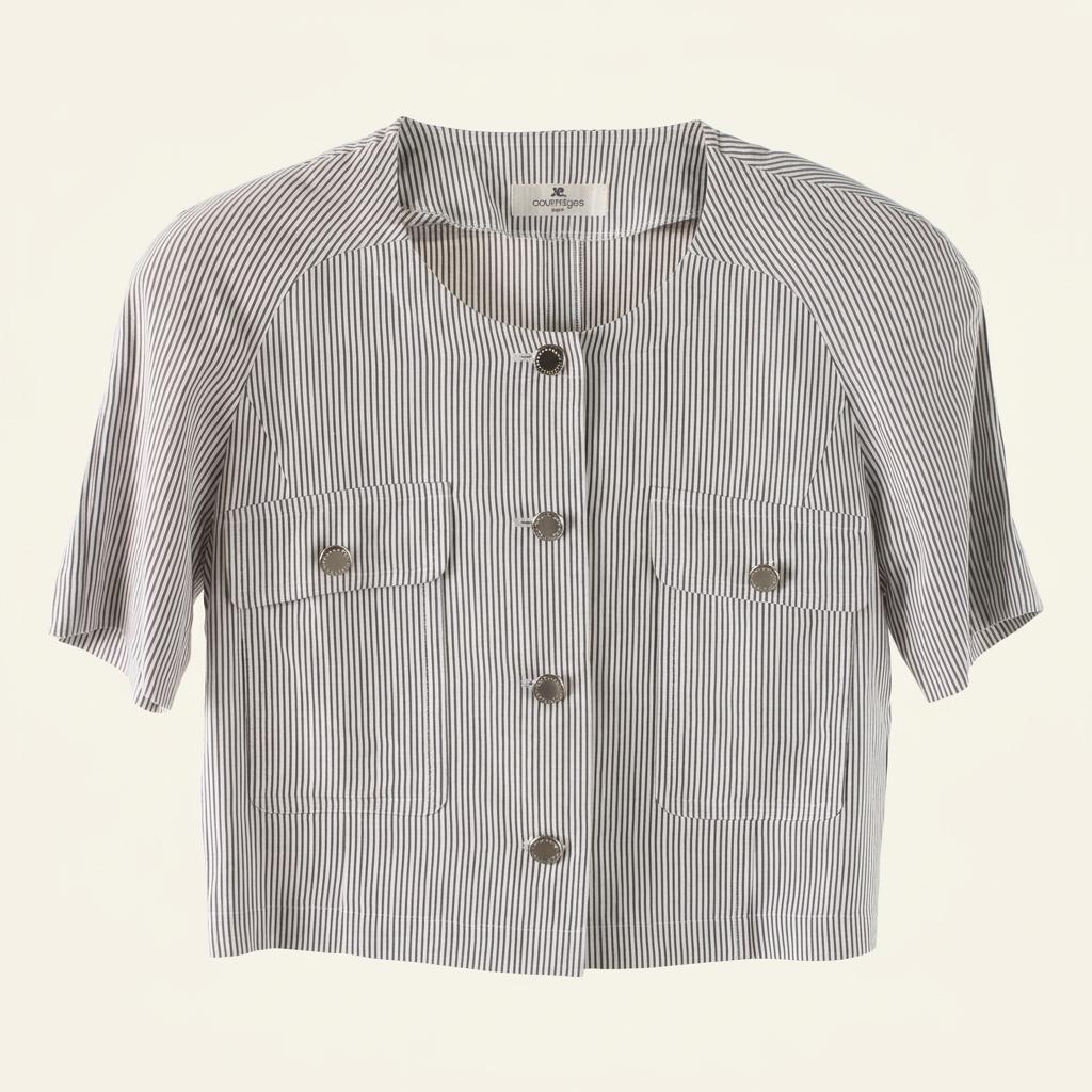 COURREGES 꾸레쥬 레이온 코튼 반팔 자켓 여성 (M) (618870) 착용컷