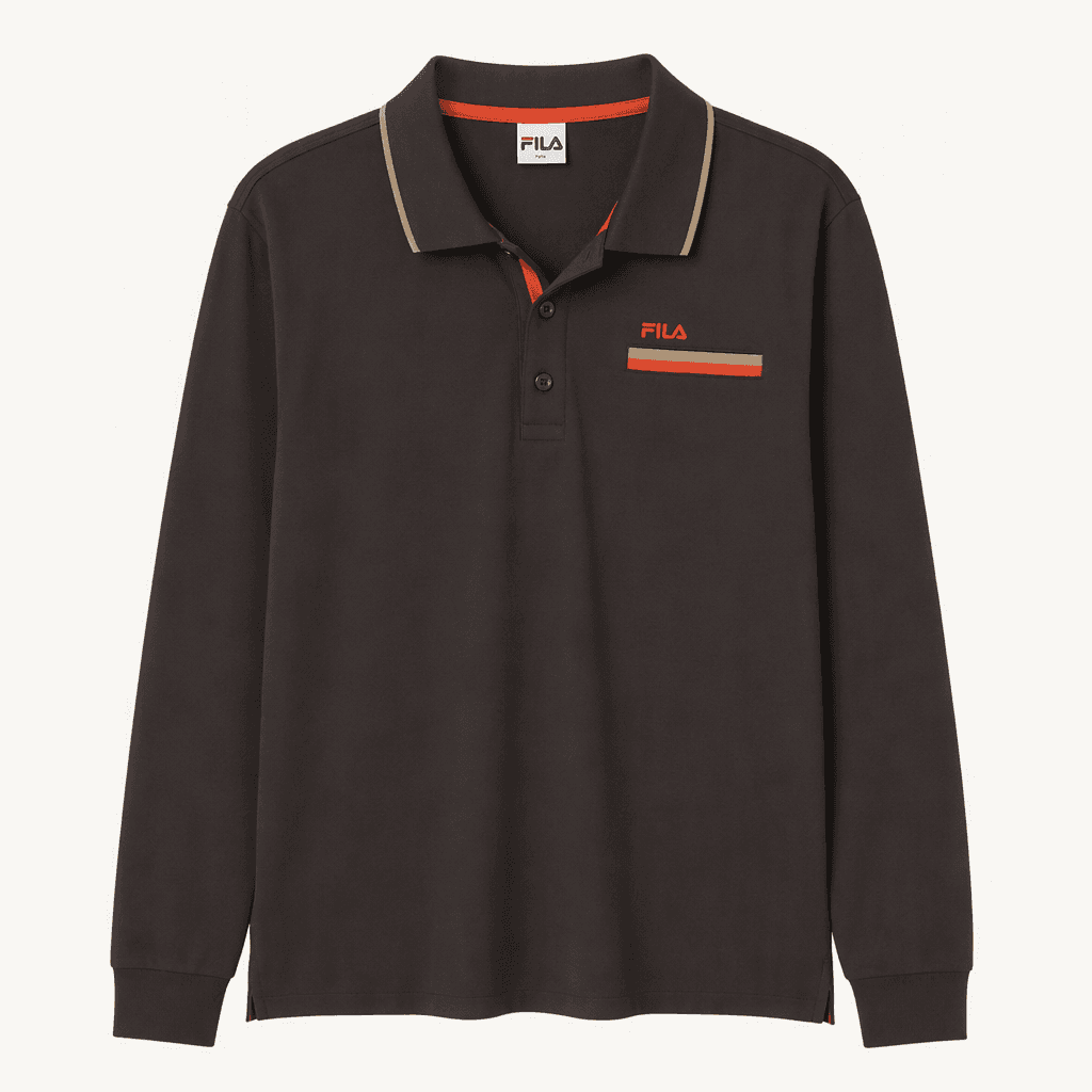 휠라 FILA 남성 브라운 긴팔 카라 티셔츠