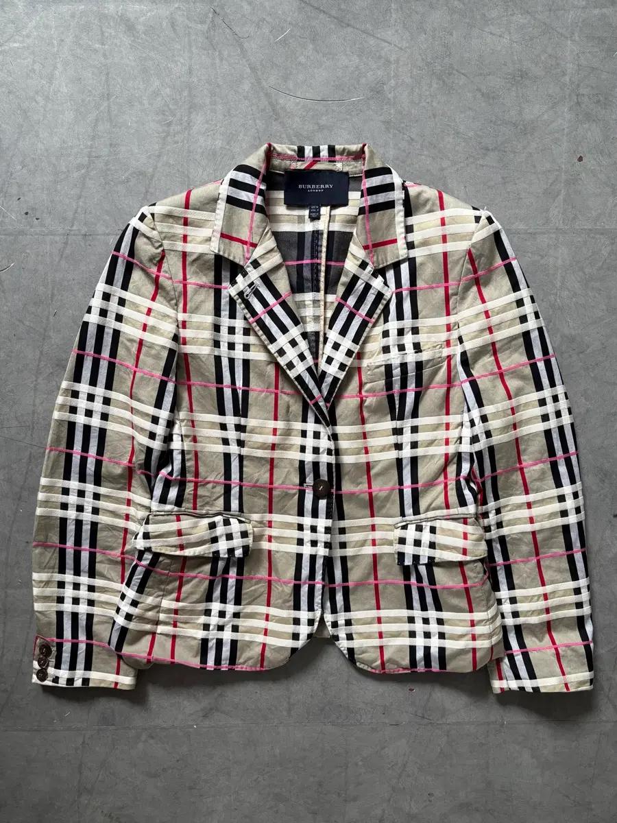 Burberry 버버리 핑크 라인 체크 원버튼 블레이저 자켓 6
