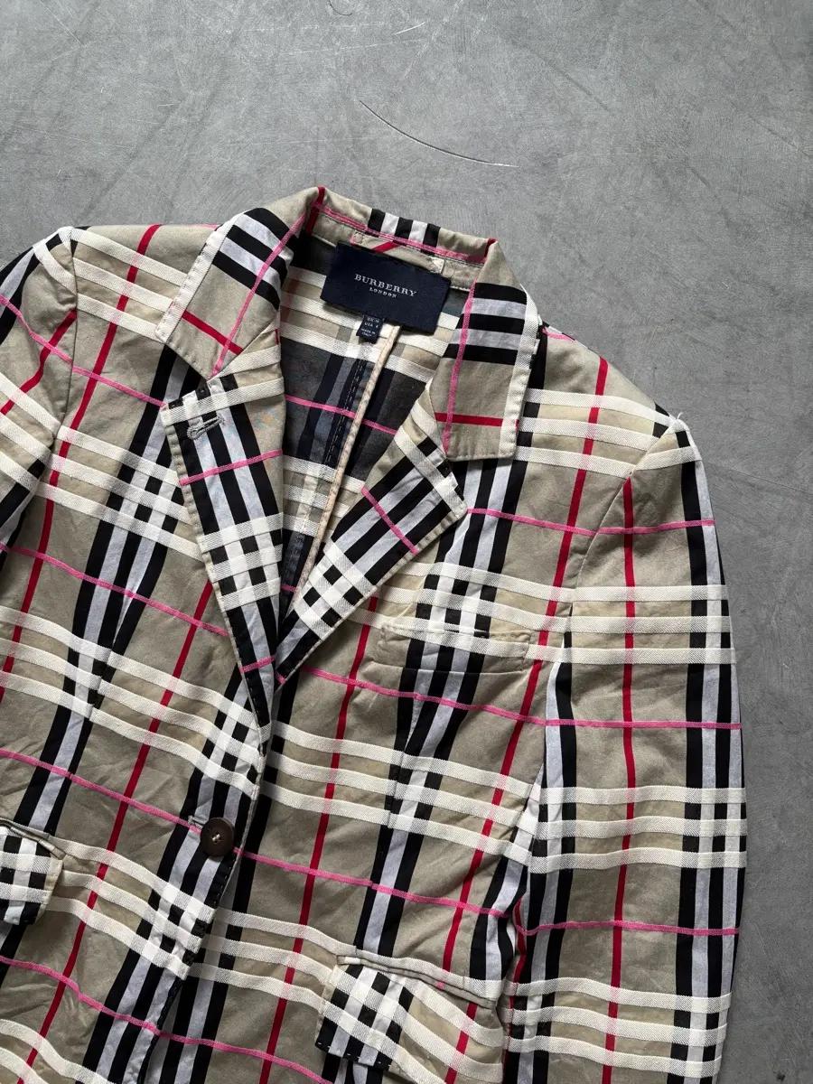 Burberry 버버리 핑크 라인 체크 원버튼 블레이저 자켓 7