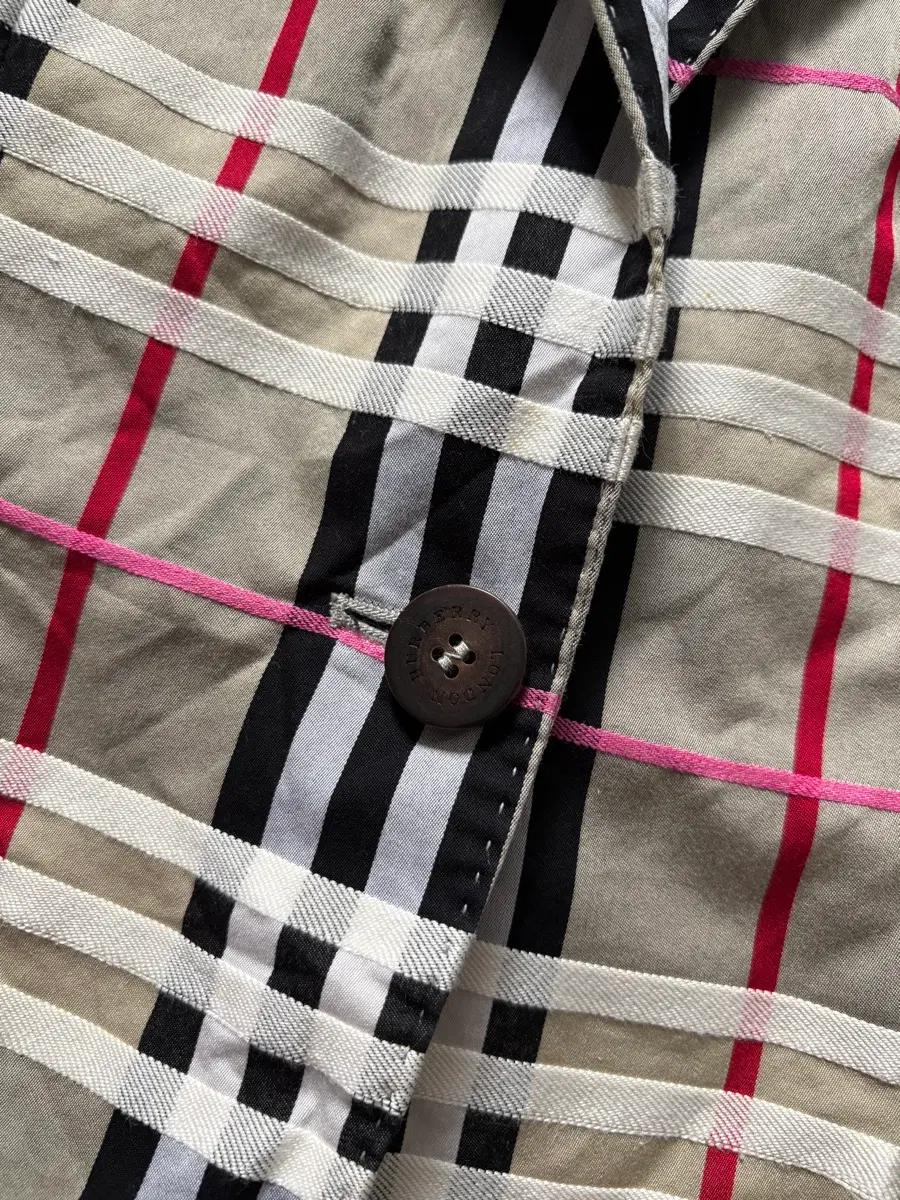 Burberry 버버리 핑크 라인 체크 원버튼 블레이저 자켓 8