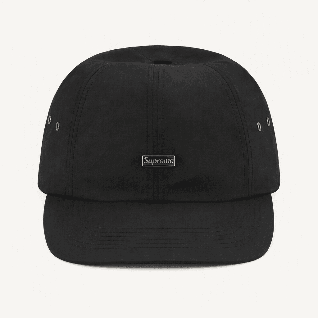 [supreme] 슈프림 에나멜 로고 6패널 블랙 볼캡 착용컷