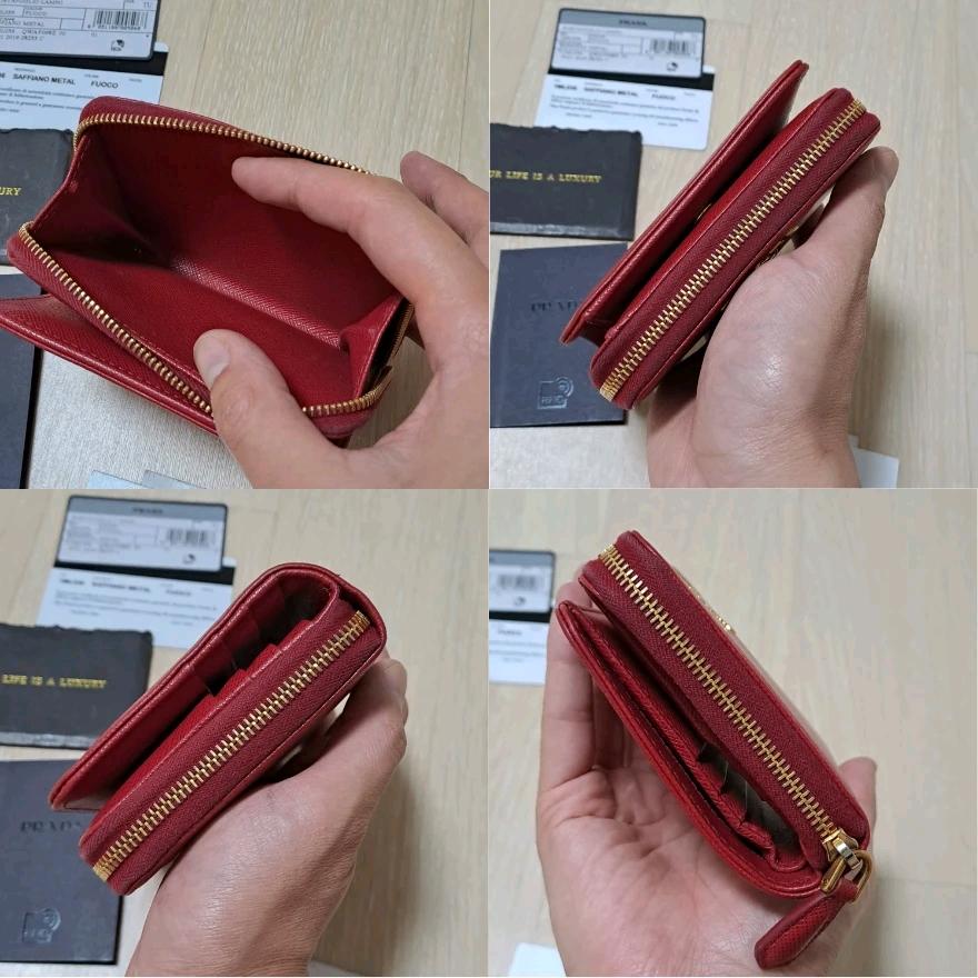 [100%/정품] 프라다 사피아노 메탈 컴팩트 지퍼 반지갑 레드, 프라다지갑,프라다반지갑 10